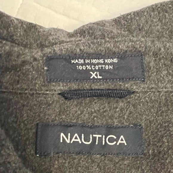 Mens nautica long sleeve flannel shirt. Size XL, dark grey, long sleeves. EUC - Picture 2 of 7
